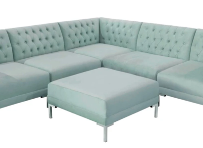 Turkis Blaue Eckcouch wohnzimmer Stil Möbel Chesterfield Landhaus Garnitur 2tlg.